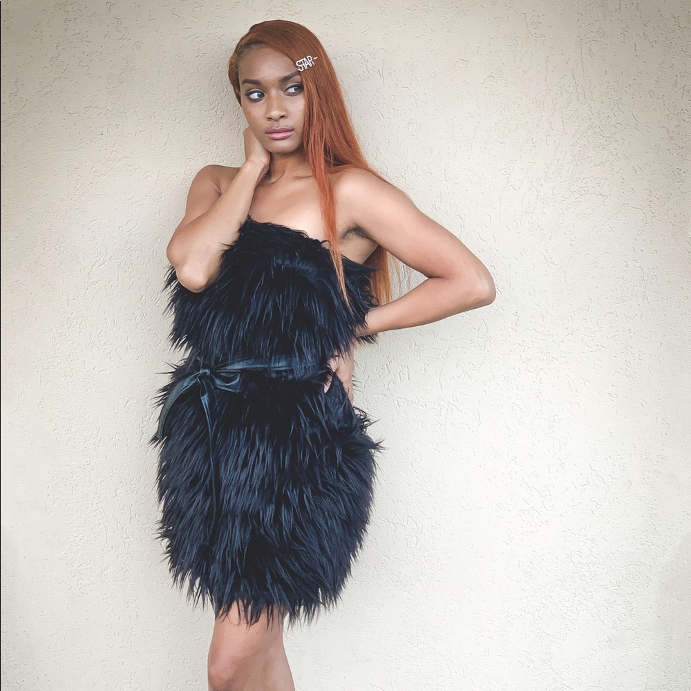 FUR MINI DRESS